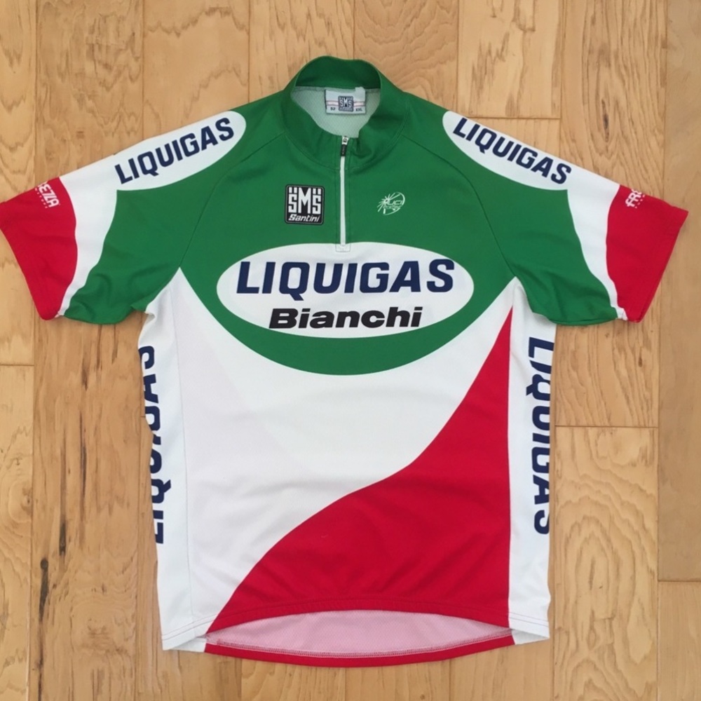 Cycling Jersey Zip Riding Shirt SMS Santini 52 XXL Green Red White